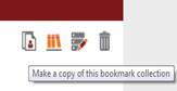 Graphic showing icon to click in order to make a copy of a bookmark collection.